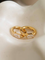 Adhara 18K Gold Non-Tarnish CZ Huggie Earrings