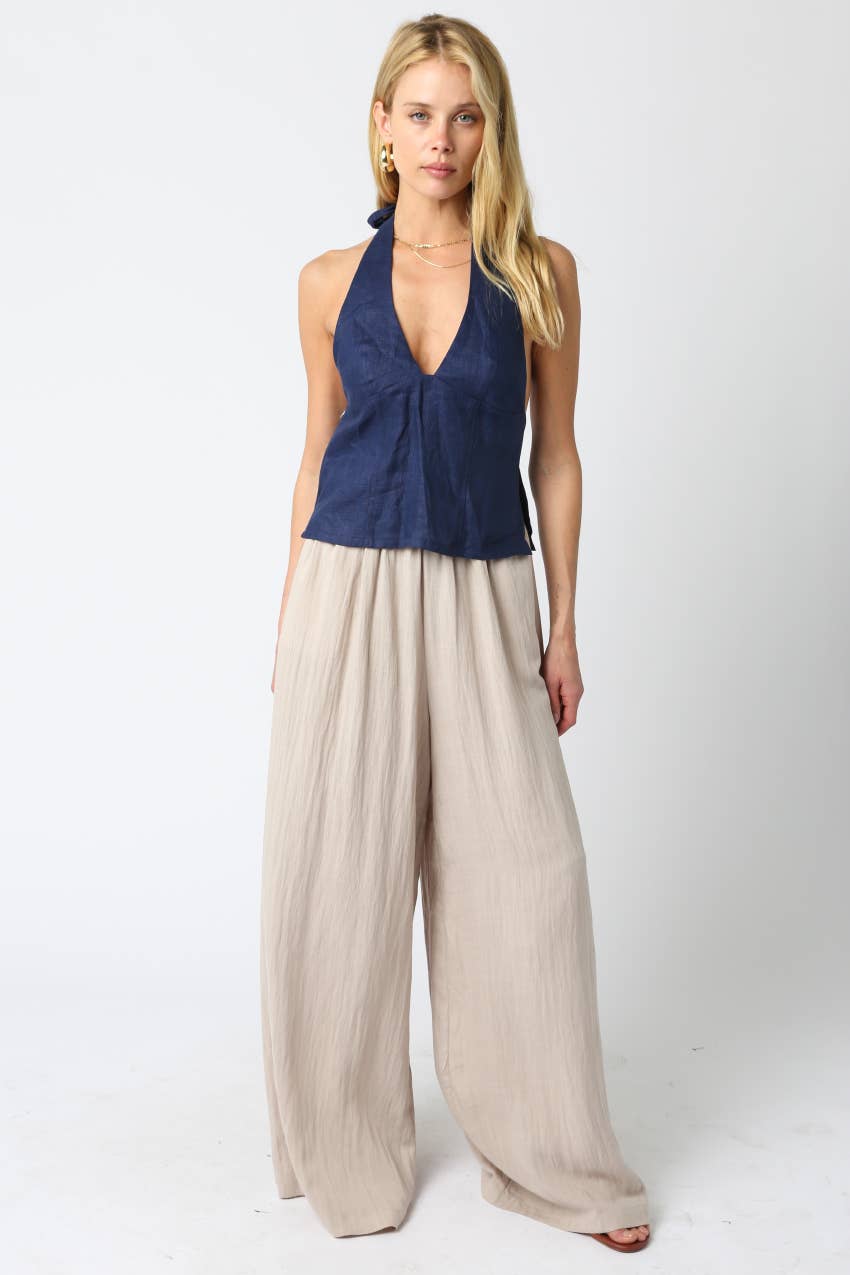 Charlie Halter Linen Top
