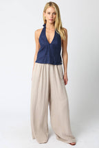 Charlie Halter Linen Top