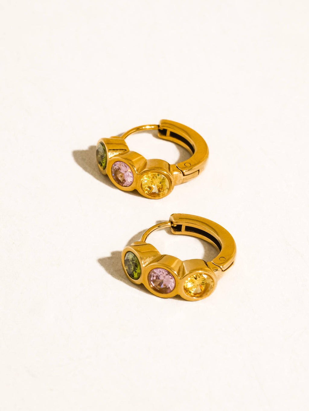 Azelia 18K Gold Non-Tarnish Colorful CZ Hoop Earrings