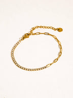 Wildora 18K Gold Non-Tarnish CZ Tennis Chain Link Bracelet