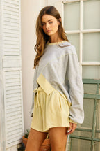 Contrast Stitch Asymmetrical Terry Top