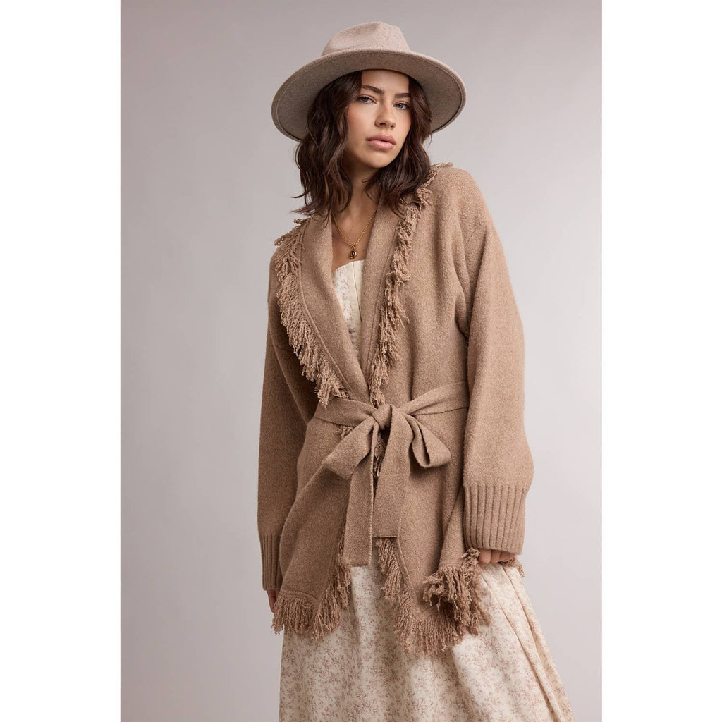 Fringe Belted Cardigan