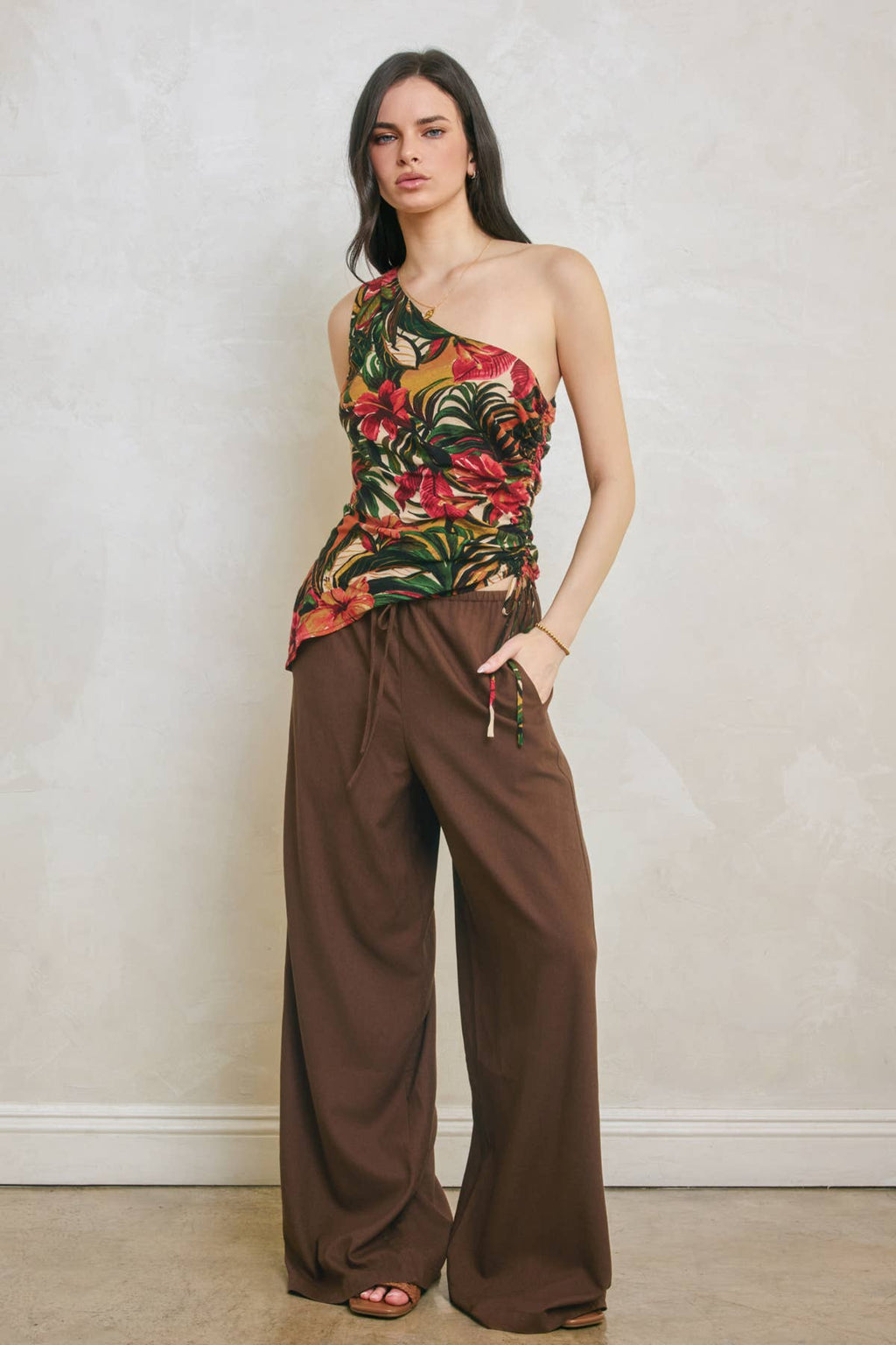 Linen Wide Leg Pull On Pants