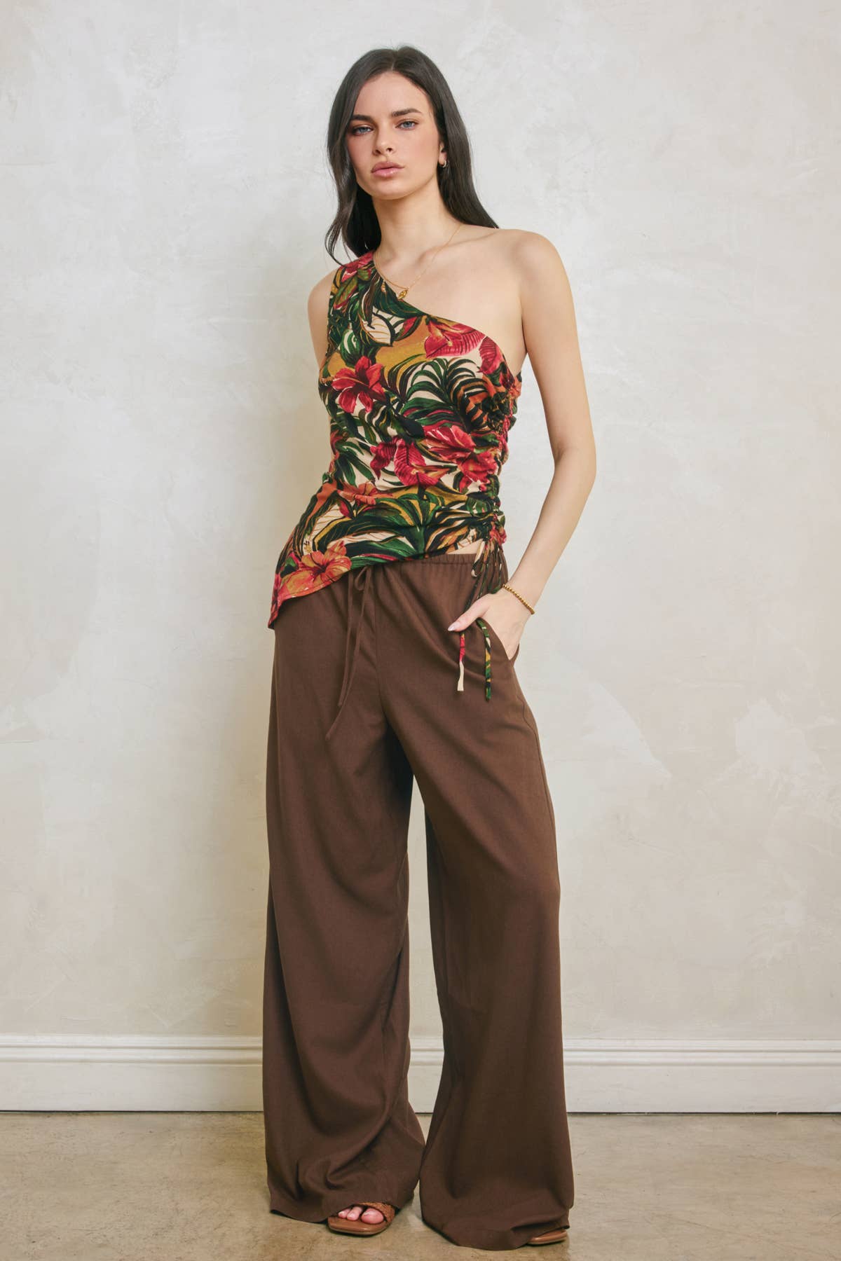 Linen Wide Leg Pull On Pants