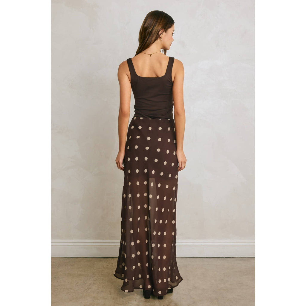 Polka Dot Pull On Maxi Skirt