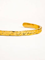 Bastien 18K Gold Non-Tarnish Textured Thin Bangle: Yellow Gold