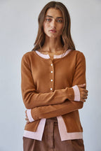 Caramel/Rose Contrast Cardigan