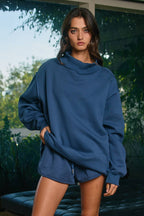Solid Reversible Mock Neck Sweatshirt