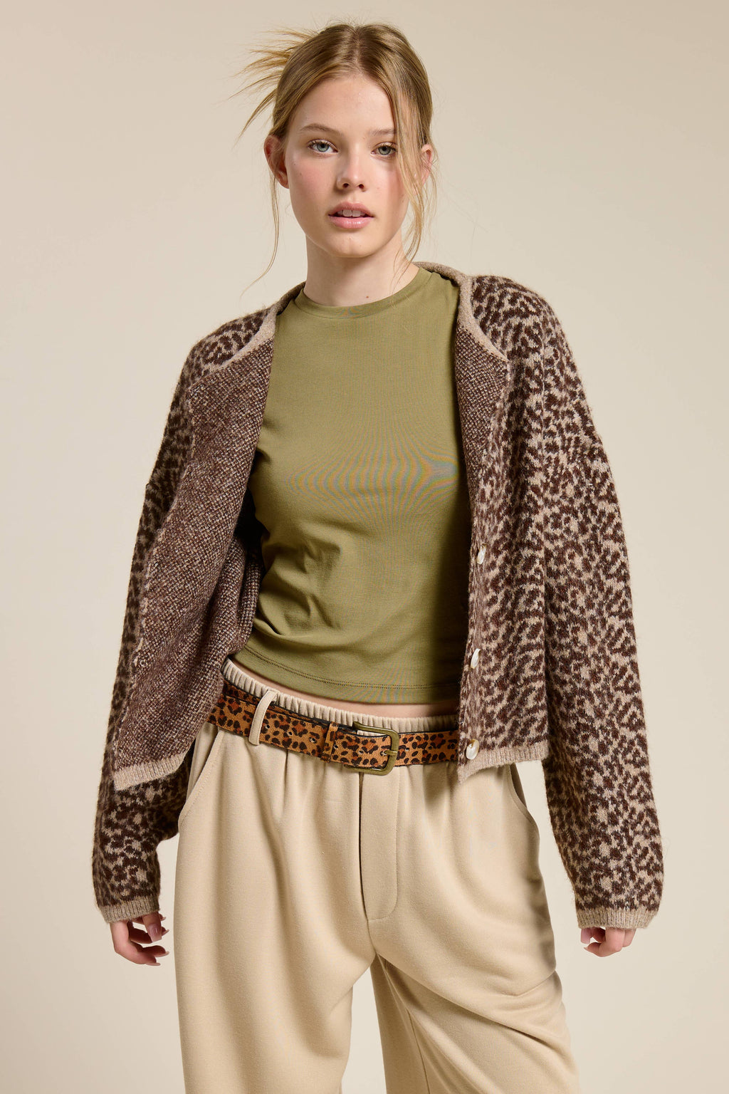 Cheetah Print Knit Cardigan