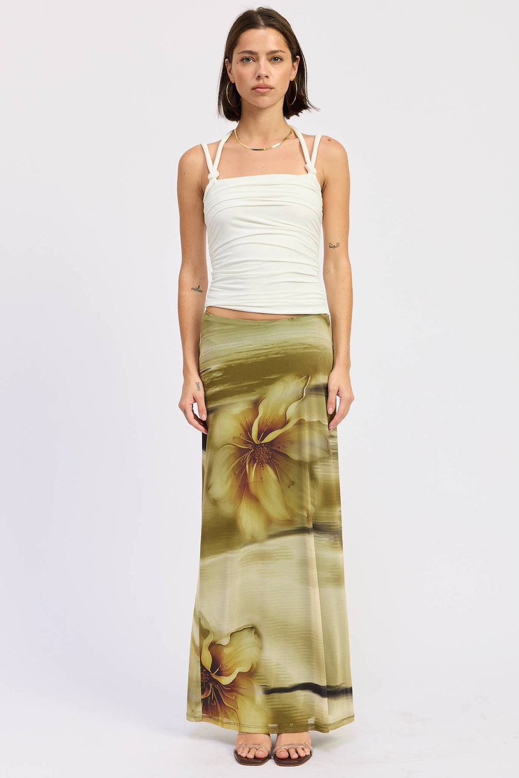 RUCHED ROPE TIE HALTER TOP