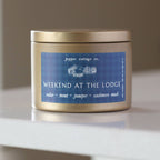 Weekend at the Lodge 5.5 oz Soy Candle | Cedar, Mint, Juniper, Cashmere Musk |  Fresh Winter Candle Tin