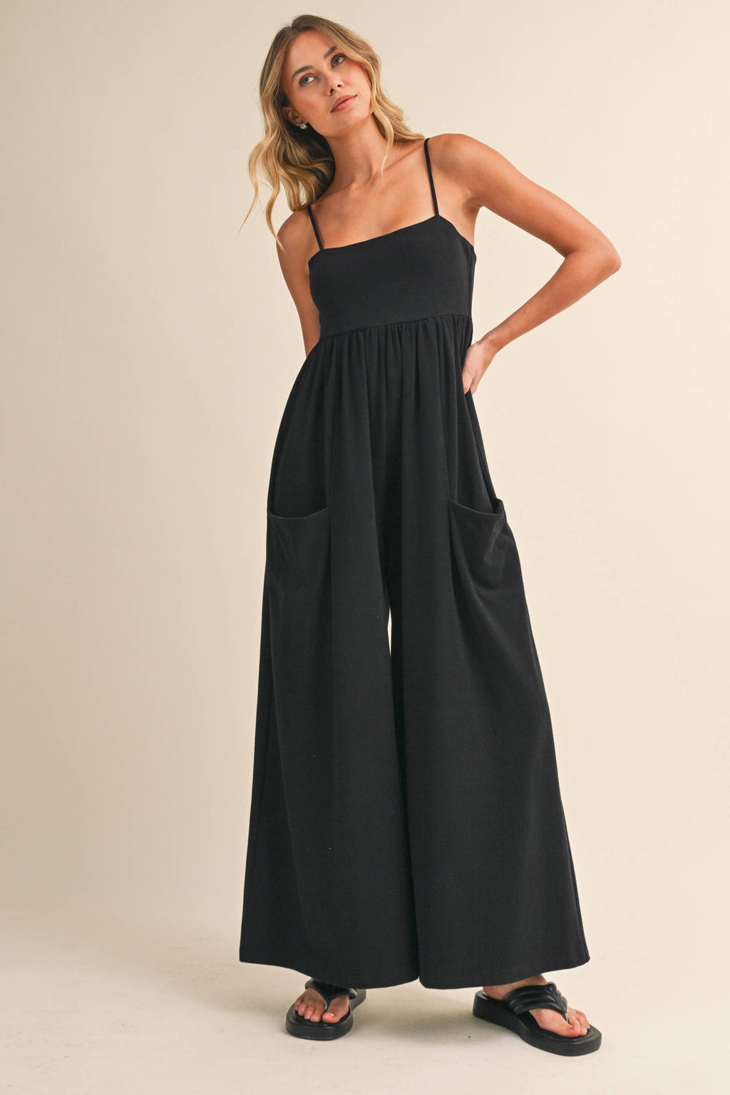 STRAPPY EMPIRE-WAIST WIDE-LEG JUMPSUIT