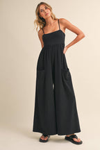 STRAPPY EMPIRE-WAIST WIDE-LEG JUMPSUIT