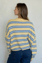 Piper Cardigan - Rose Varsity Stripe