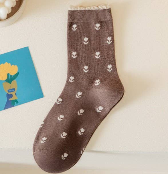 WOMAN BREATHABLE FLORAL COTTON SOCKS | 40S02067