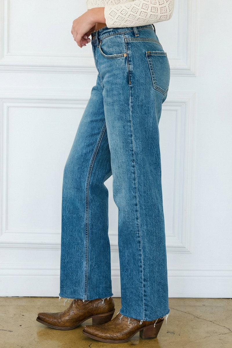 DUAL ACCENT CROSSOVER CUFF STRAIGHT LEG JEANS