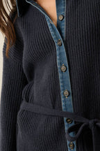 Collared Buttoned Mini Sweater Dress