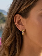 Azelia 18K Gold Non-Tarnish Colorful CZ Hoop Earrings