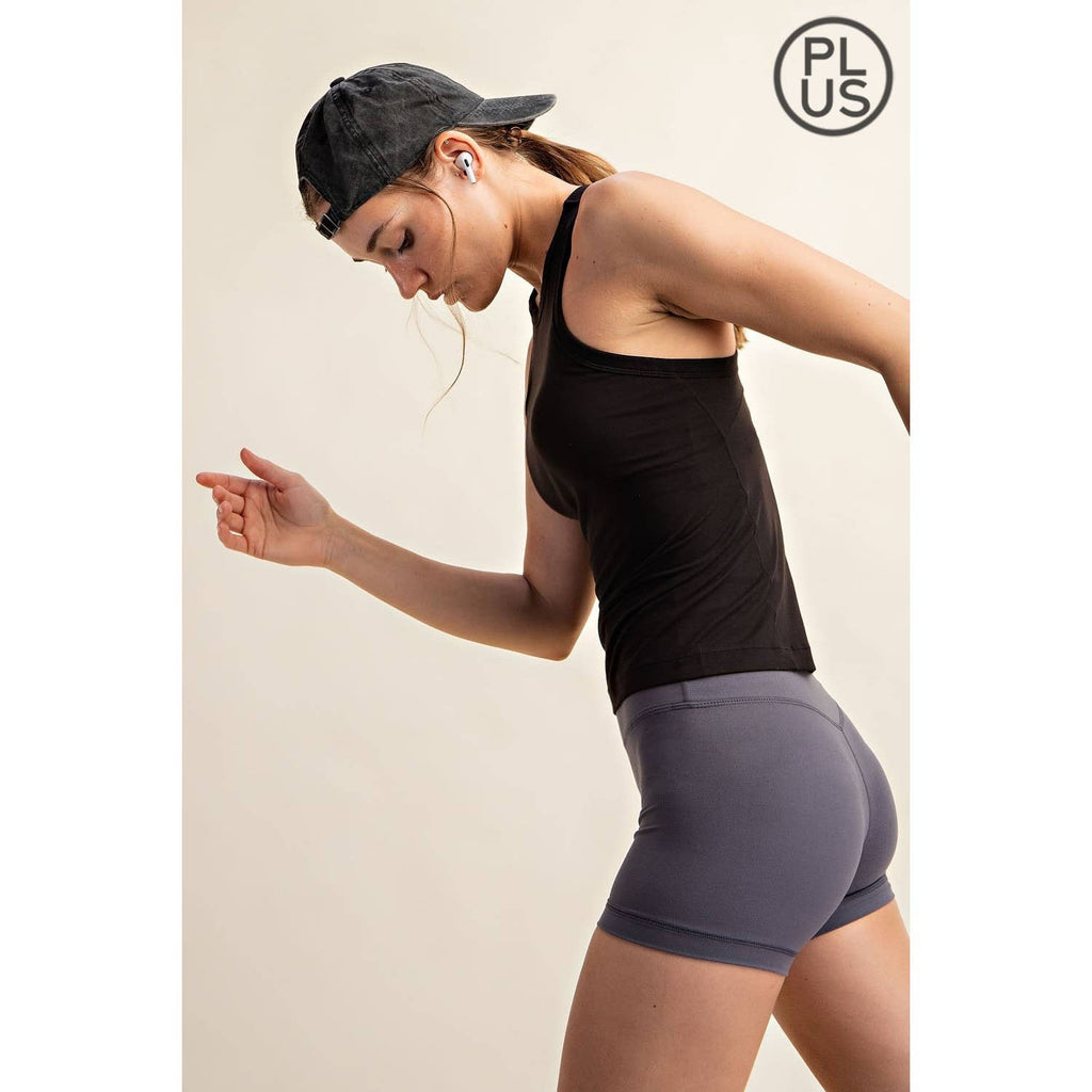 PLUS SIZE BUTTER SLEEVELESS RACER BACK TANK TOP