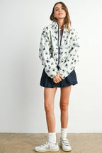Floral Print Fluffy Fleece Jacket
