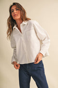 CROPPED RELAXED FITTON BUTTON DOWN SHIRT