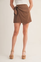 High-Waisted Side Bow Wrap Skort