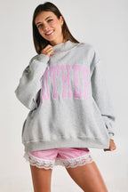 Embroidered "MOTHER" Mock Neck Sweatshirt