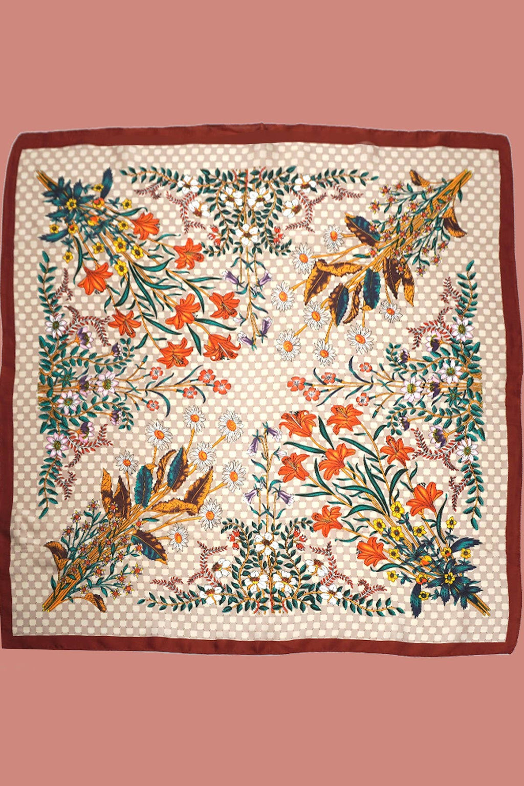 LARGE FLORAL PRINT BANDANA SCARF
