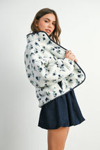 Floral Print Fluffy Fleece Jacket