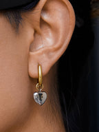 Noor 18K Gold Non-Tarnish Two Tone Heart Earring