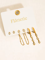 Finley 18K Gold Non-Tarnish CZ Chain Drop Earring Sets