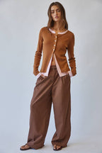 Caramel/Rose Contrast Cardigan