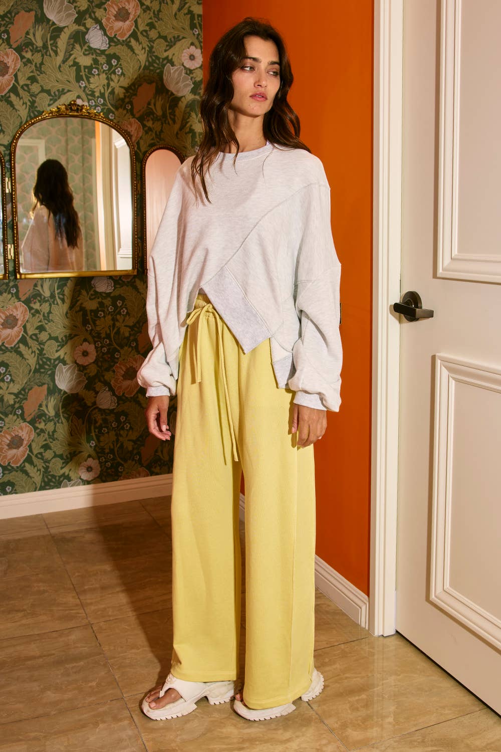 Exposed Seam- Drawstring Terry Sweatpants