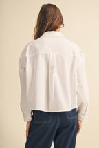 CROPPED RELAXED FITTON BUTTON DOWN SHIRT