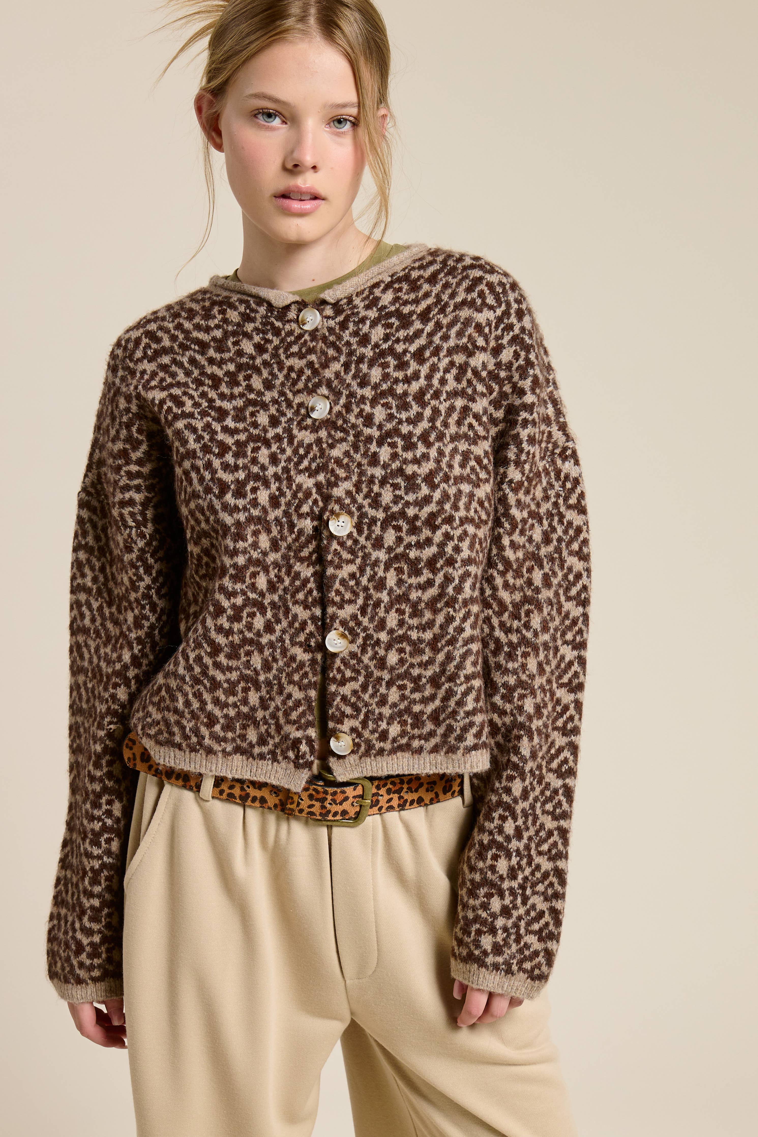 Cheetah Print Knit Cardigan