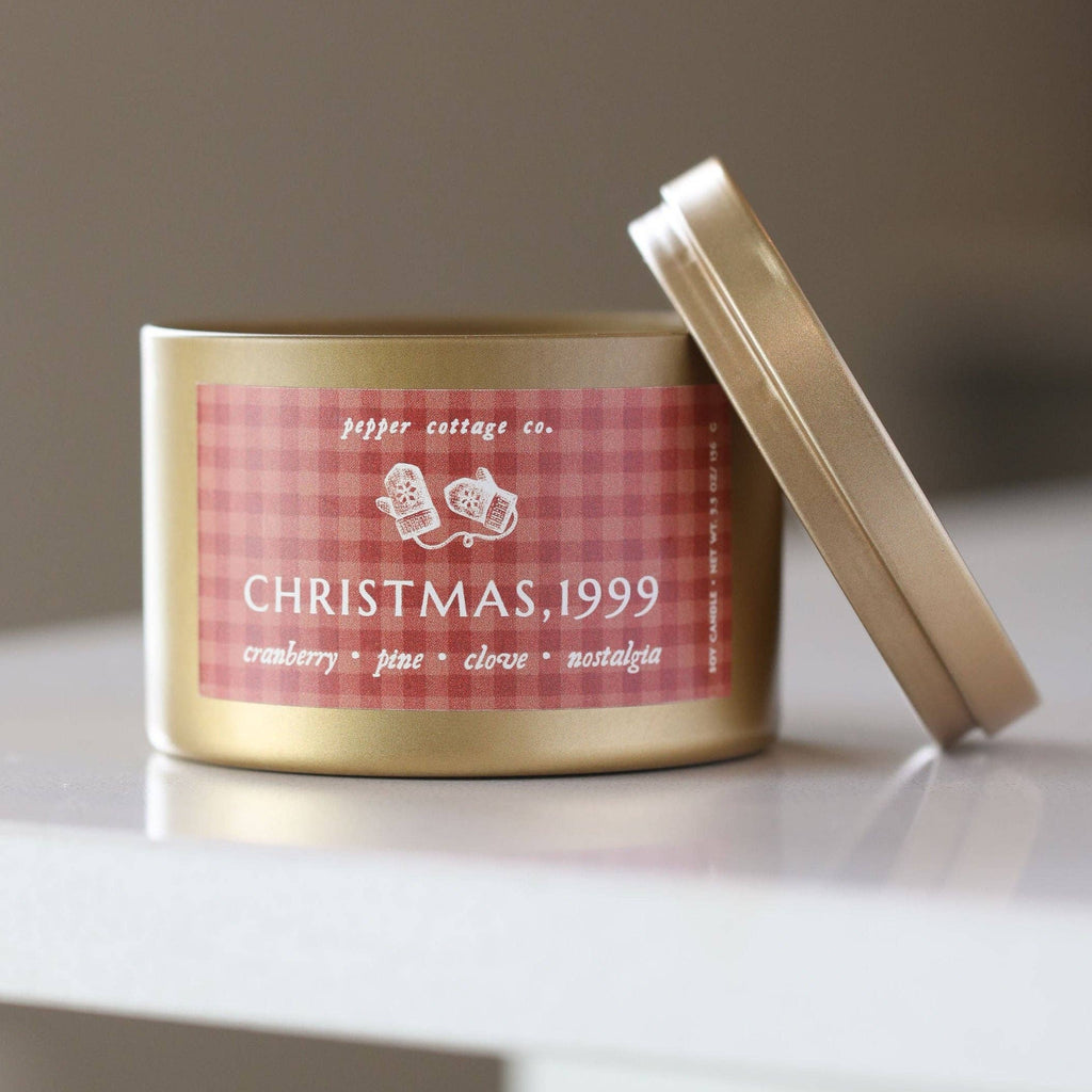 Christmas, 1999 5.5 oz Soy Candle | Cranberry, Pine, Clove, Nostalgia | Nostalgic Christmas Scent Holiday Candle Tin