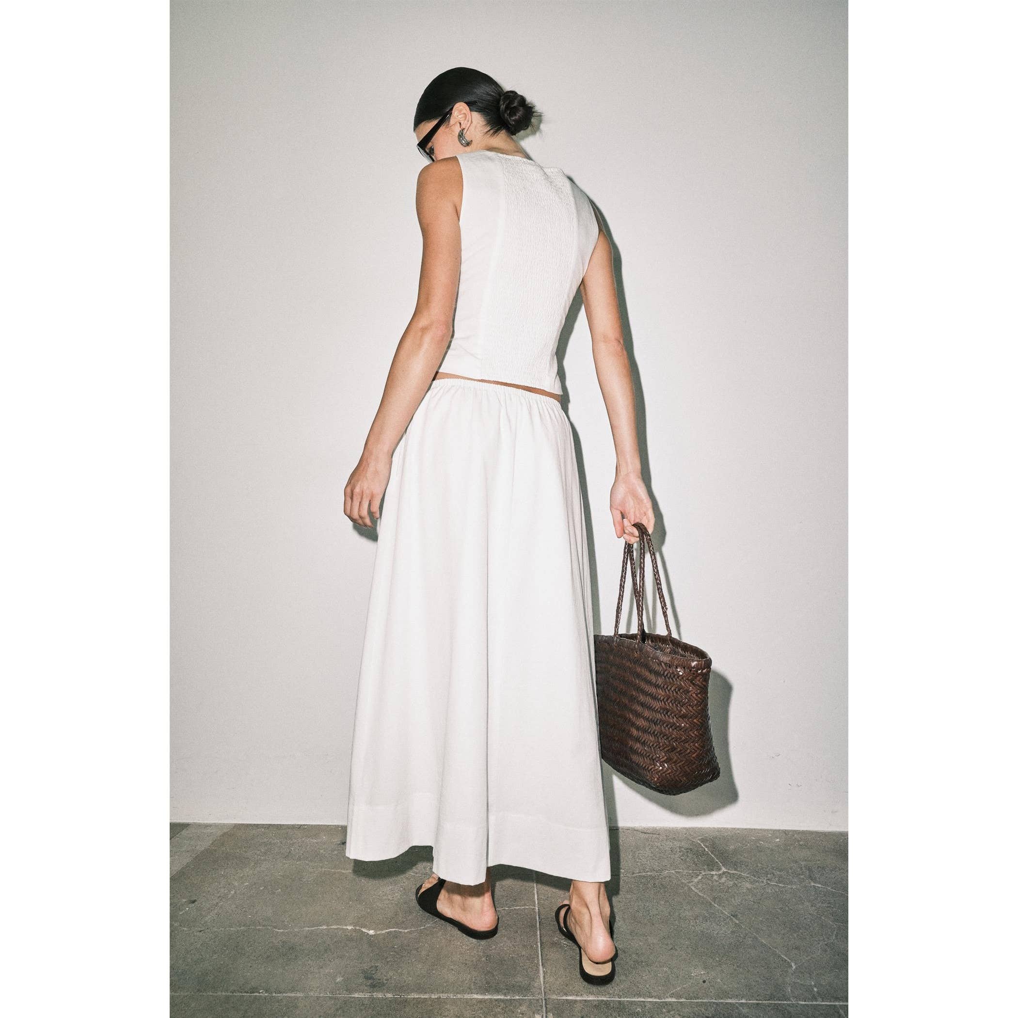 Zoey Linen Blend Sleeveless Crop Top Maxi Skirt Set