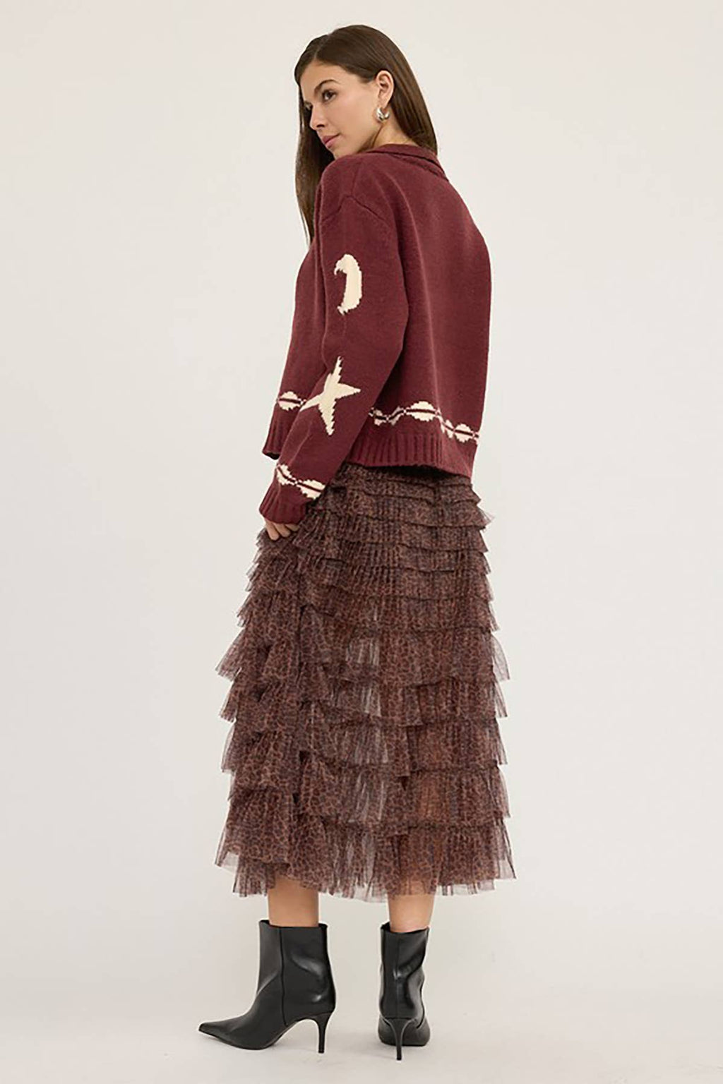 Star and Moon Zip Sweater Jacket