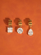 Glissade 18K Gold Non-Tarnish CZ Drop Huggie Earrings