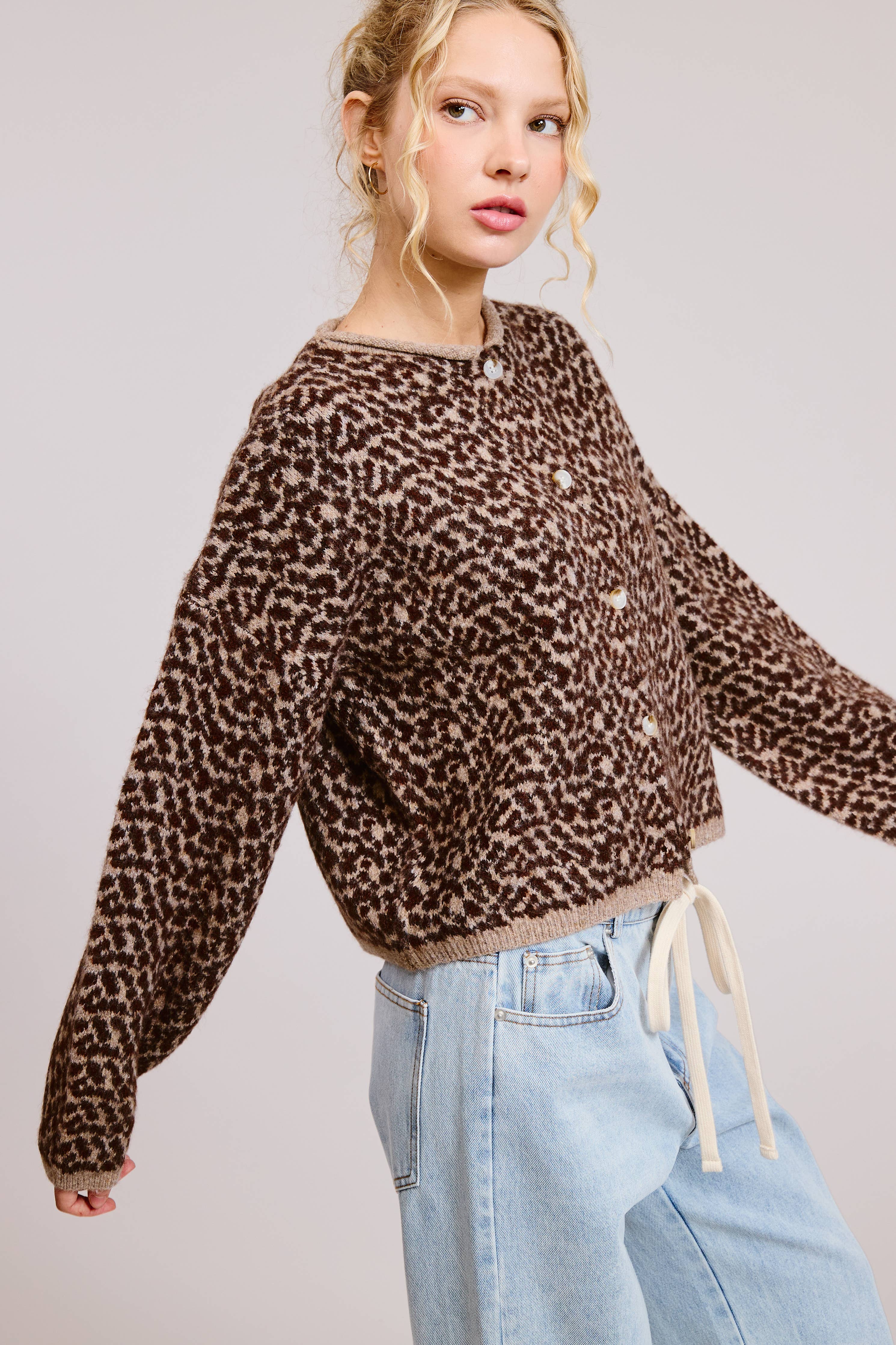 Cheetah Print Knit Cardigan