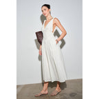 Biarritz Cotton Poplin Corset-Waist Maxi Dress