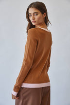 Caramel/Rose Contrast Cardigan