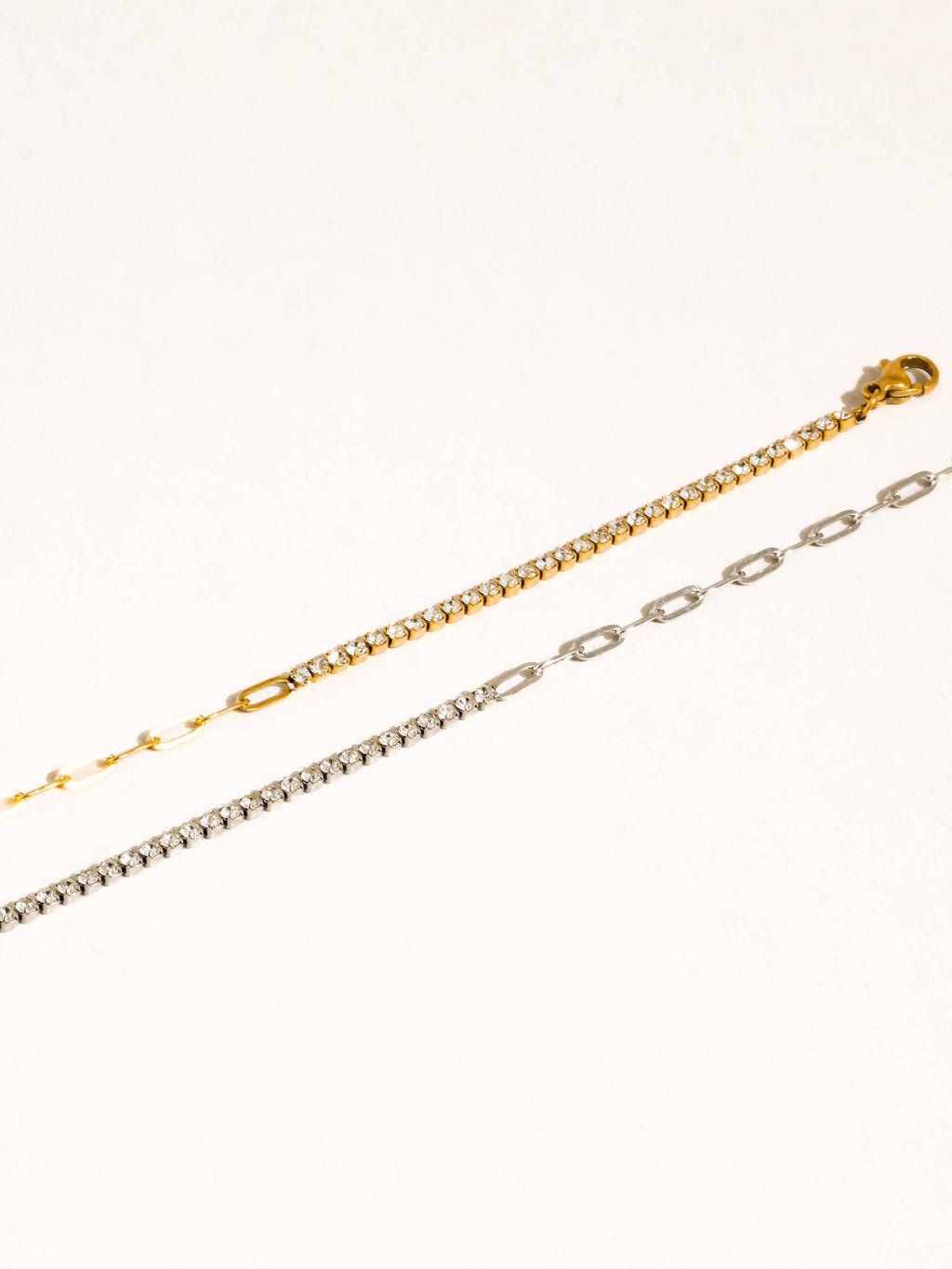 Wildora 18K Gold Non-Tarnish CZ Tennis Chain Link Bracelet