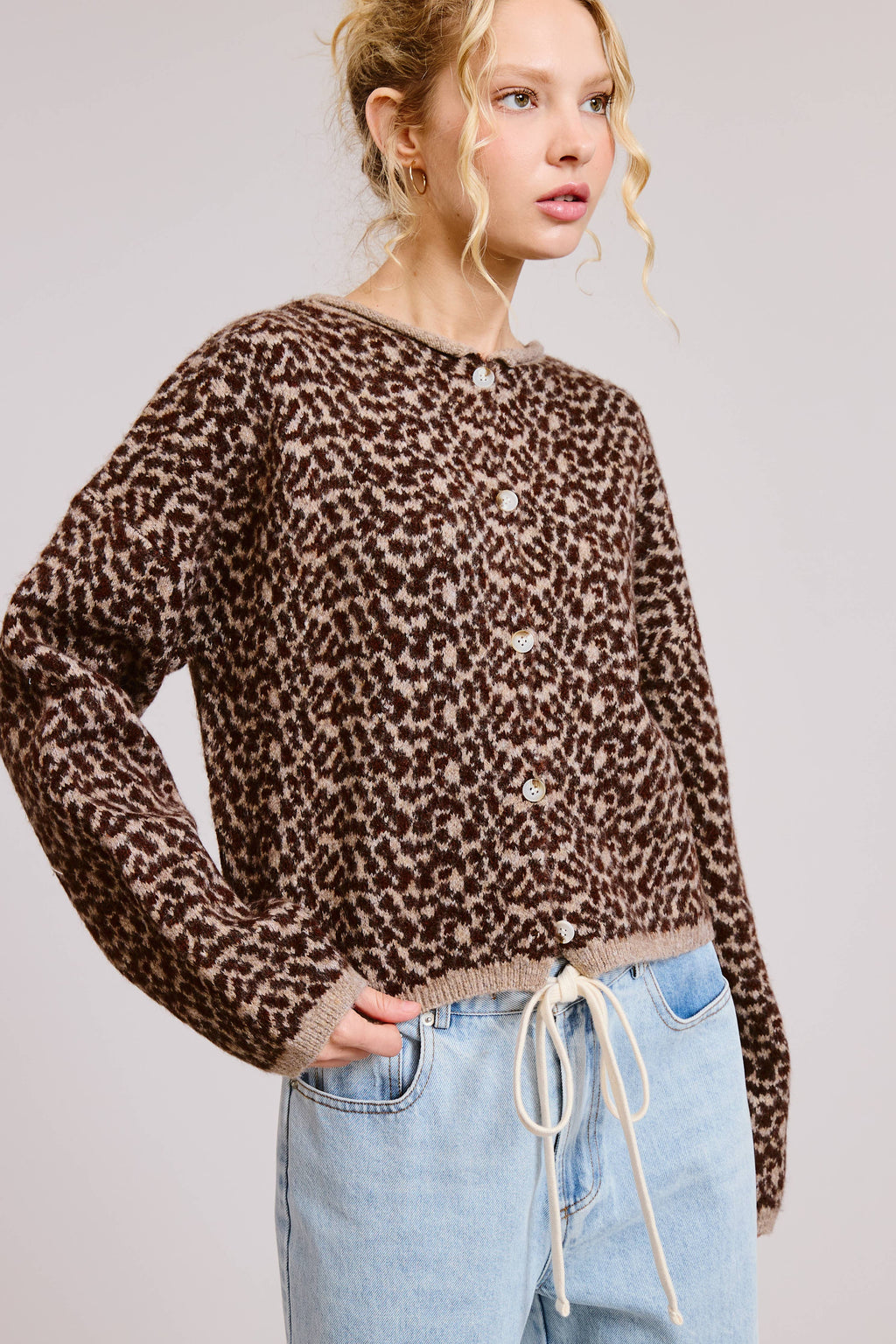Cheetah Print Knit Cardigan