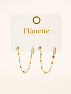 Daffira 18K Gold Non-Tarnish Crystal Chain Link Earrings