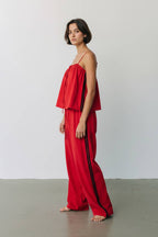 Solid Cotton Camisole & Wide-Leg Pant Set