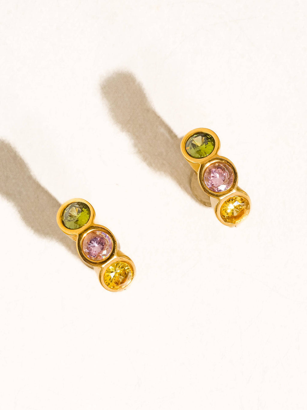 Azelia 18K Gold Non-Tarnish Colorful CZ Hoop Earrings