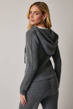 LONG SLEEVE FITTED SWEATER ZIP UP HOODIE