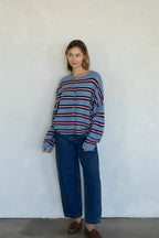Piper Cardigan - Rose Varsity Stripe